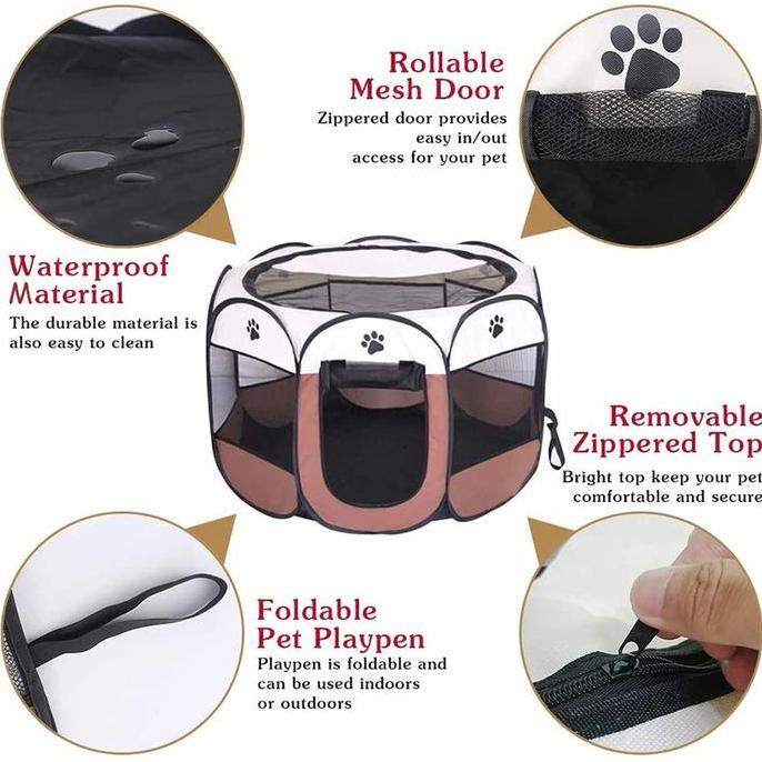Kandang Lipat kucing anjing Portable pagar Tenda lipat hewan Portable