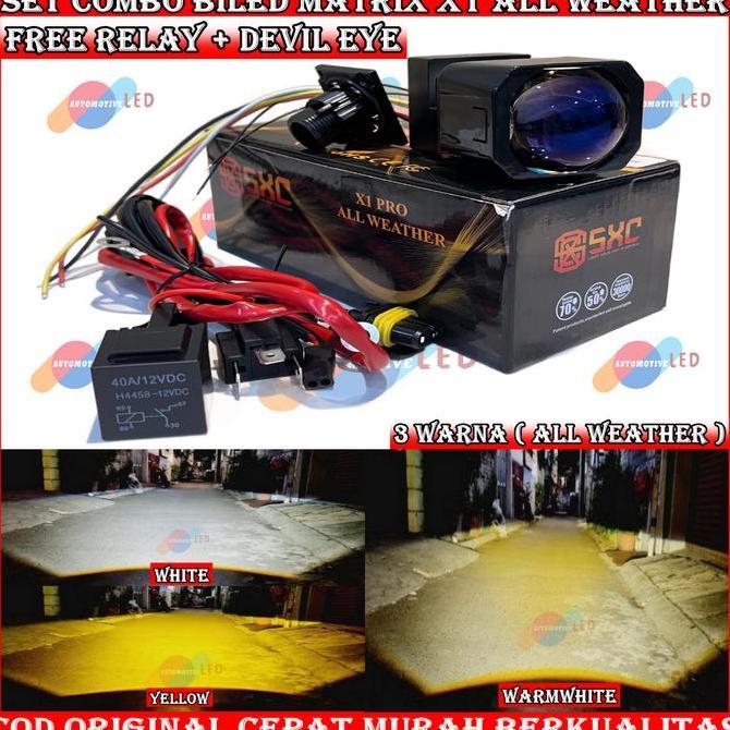 KANJALO ORIGINAL PAKET COMBO HEMAT BILED MATRIX X1 ALL WEATHER 1,5 INCHI 45 WATT PROJIE MINI MOBIL M