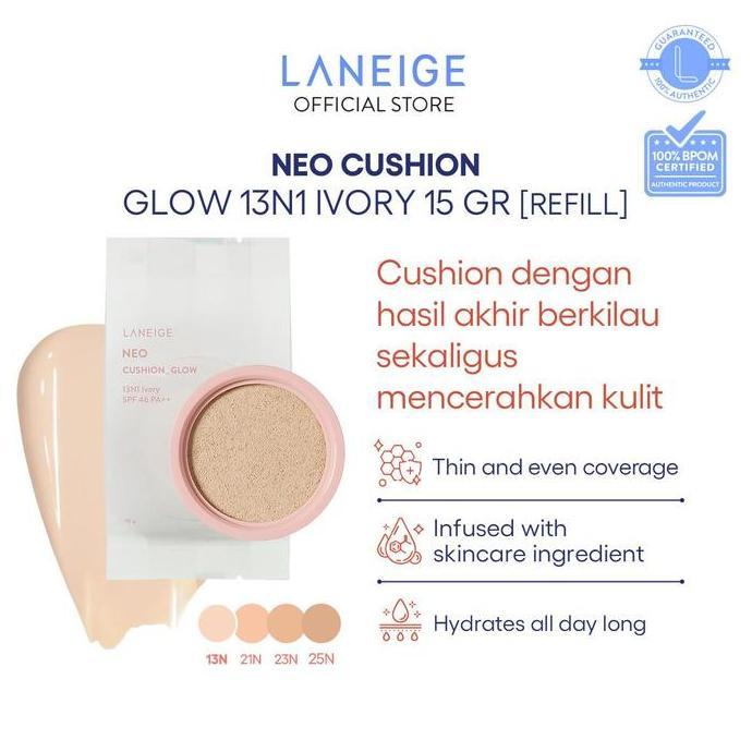 HOT DEAL - LANEIGE NEO Cushion Glow Refill 15gr - Mencerahkan, Wajah, Cushion
