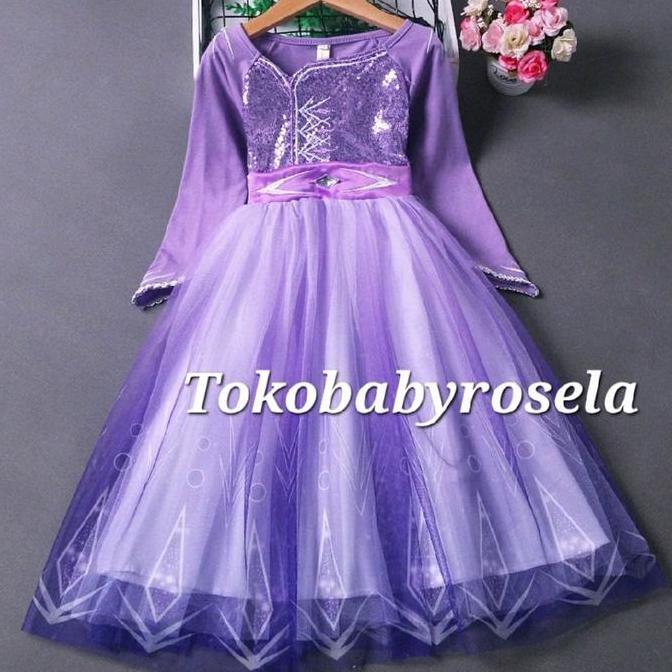 OARINAX Gaun Dress Frozen anak perempuan warna Lilac premium Fashion