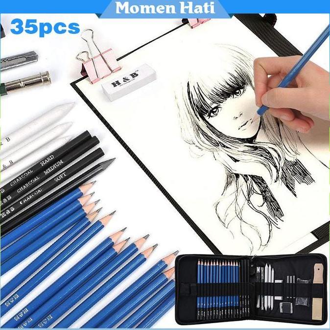 OVERAJA 35Pcs Drawing Sketch Pencil Set / Professional Sketch Pencil Set