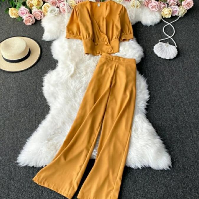 OVERAJA Stelan Ivi / Setelan Wanita Terbaru Import Korea / Setelan / Setelan Wanita / Baju Wanita Oo
