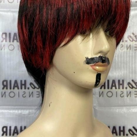 Wig Pria Korea Rambut Pendek Model Highlight Hitam Merah Biru Putih Blonde Grey