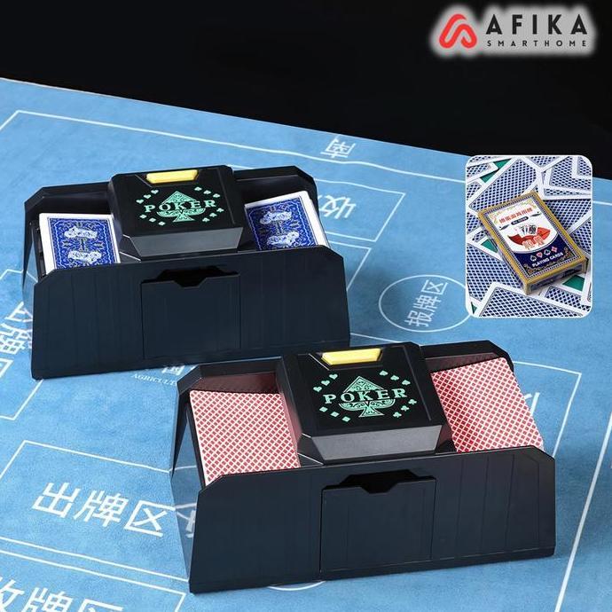 WASTU Mesin Kocok Kartu Otomatis 2 Deck Shuffle Machine Bridge UNO Games
