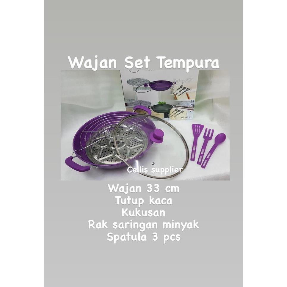KRISWO Wajan Set Tempura - Rak goreng Tempura , Kukusan, spata