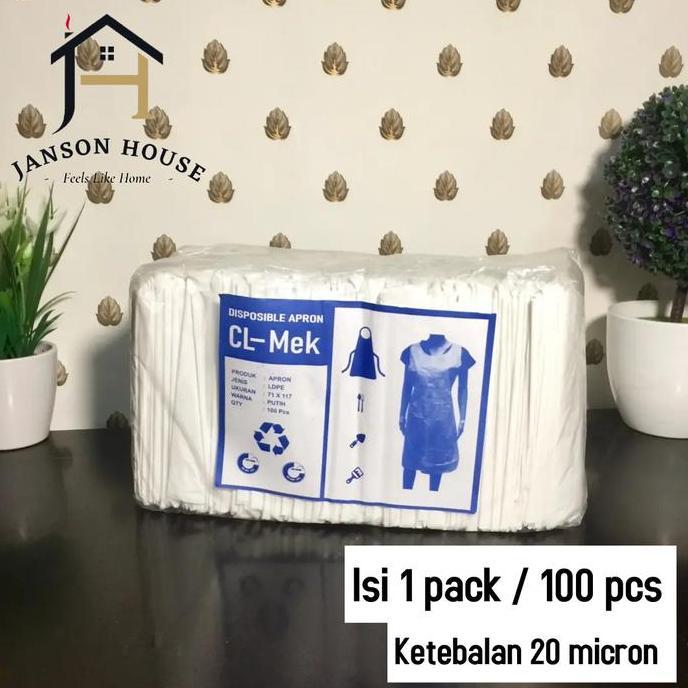 Apron Celemek Plastik LDPE / Apron Medis Disposable 1 Pack Isi 100 Pcs