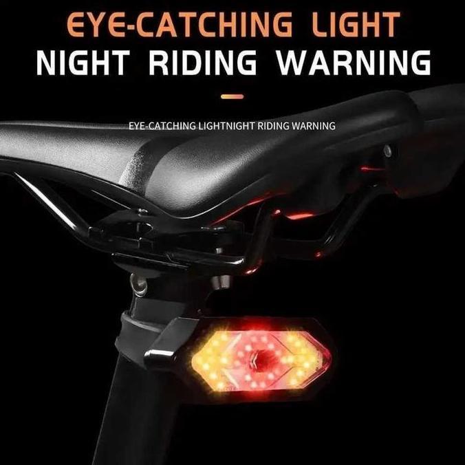 KRISWO Lampu Belakang Sepeda Sein Remote Wireless USB Charge Rechargeable Waterproof MTB Road Bike L