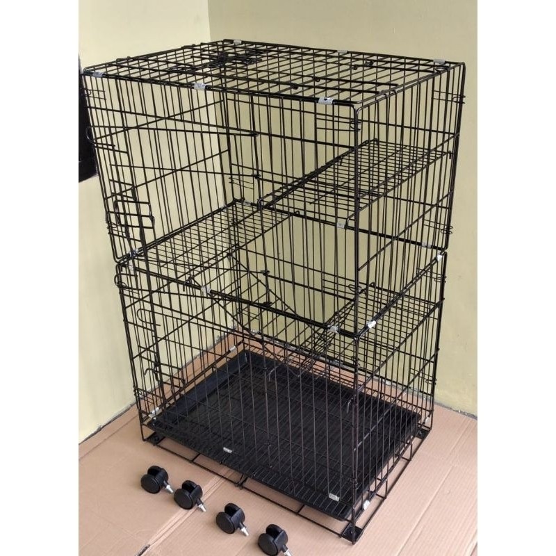 Kandang Kucing 3 Tingkat Plus Roda