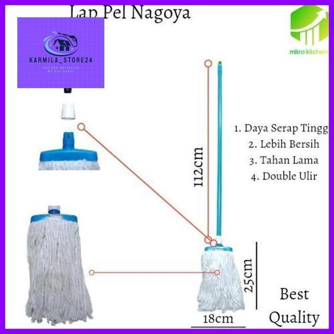 Nagoya Kain Lap Pel Lantai Alat Pel Lantai Pel Kain Gagang Panjang