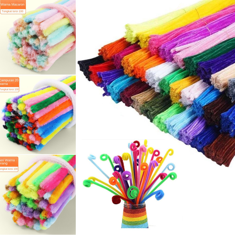 Grosir 100Pcs/30Cm  Kawat Bulu Mercy Pastel Mix  Kawat Bulu Mainan Anak Craft Diy Kerajinan Tangan P