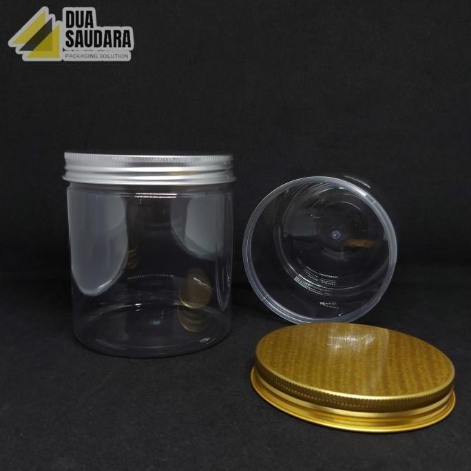 Toples jar/tabung 600 ml tutup almunium silver/gold