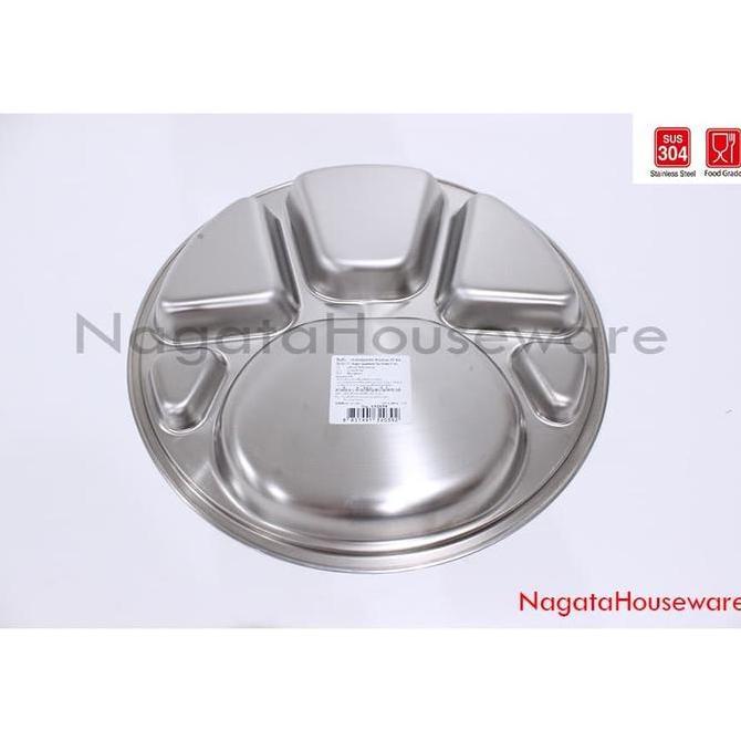 Nampan Bulat Stainless / Piring Makan Sekat / Piring Makan Stenlis Round Compartment 35cm Zebra 1320