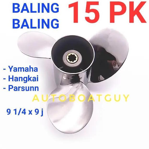 Propeller STAINLESS Yamaha 15 PK HP Kipas Baling Baling Mesin Tempel