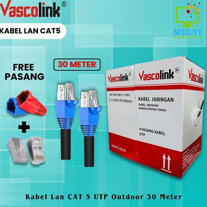 UTP 30 METER KABEL LAN OUTDOOR UTP VASCOLINK CAT5E UTP 30 METER