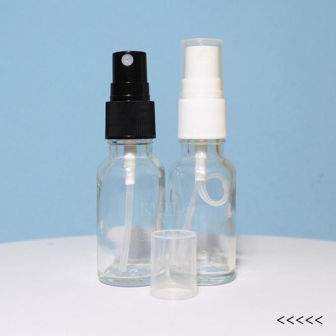 botol kaca 20ml spray / botol kaca bening spray putih