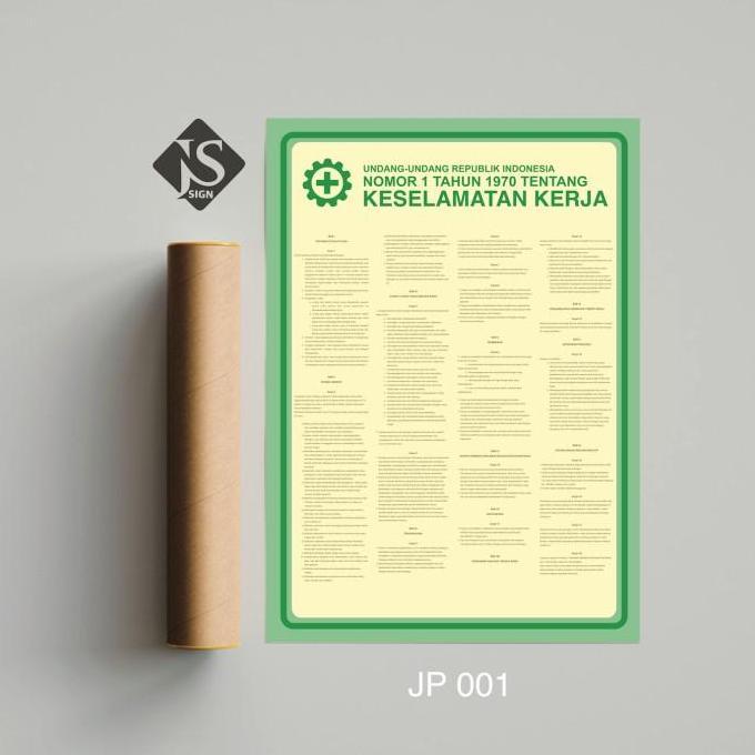 Poster Safety K3 Keselamatan Kerja UU no.1 tahun 1970 Ukuran A3