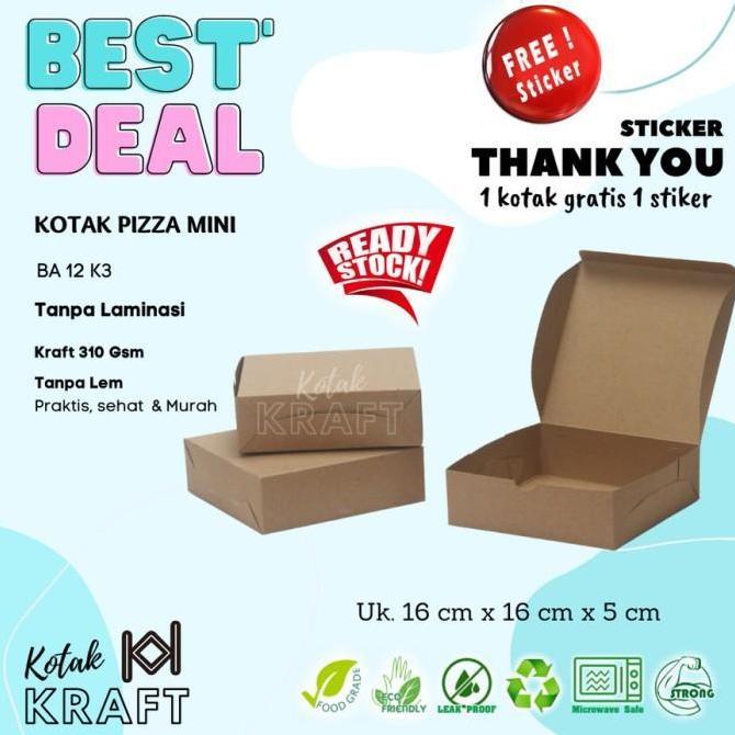 Box Pizza Mini Kraft Laminasi, Packaging Souvenir, Dus Donat MIni