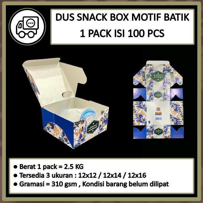 Dus Snack Box Kue 12x12 12x14 12x16 Motif Batik isi 100 pcs