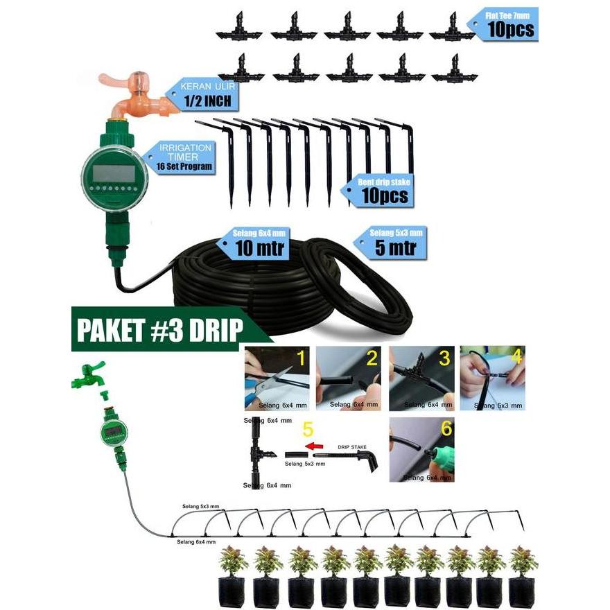 Jirifarm Paket #3 Drip Irigasi - Digital Water Timer Pengatur Otomatis Air Keran Selang