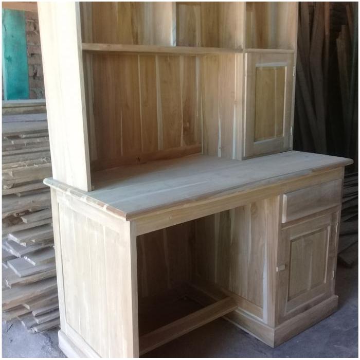 Meja Belajar Minimalis MENTAH Kayu Jati Mebel Jepara