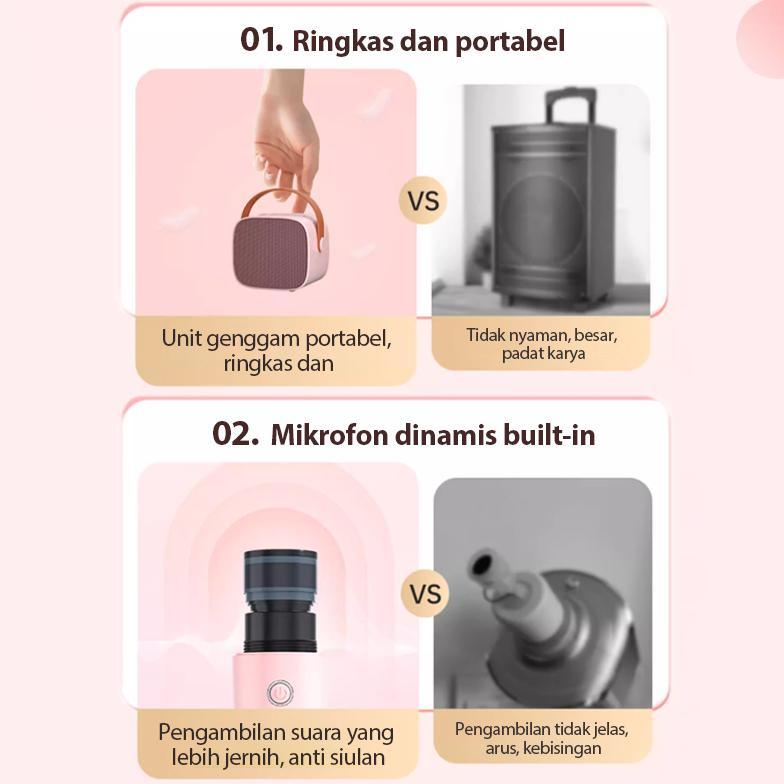 Terbaru Cod Speaker Mini Karoke Speaker Bluetooth Karaoke 2 Mic Set Salon Bluetooth Bt Speaker Karok