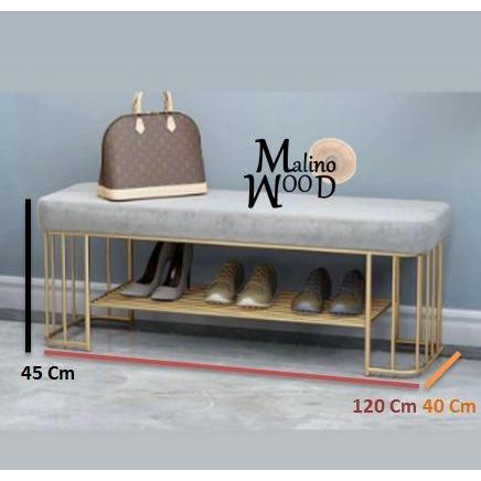 BS-12 Sofa bench storage bangku besi minimalis gold rak sepatu kursi