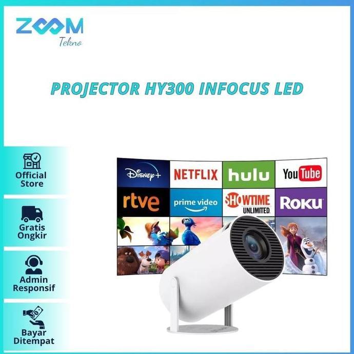 Projector HY300 Infocus LED Proyektor 4K Wifi6 Dualband Layar Lcd