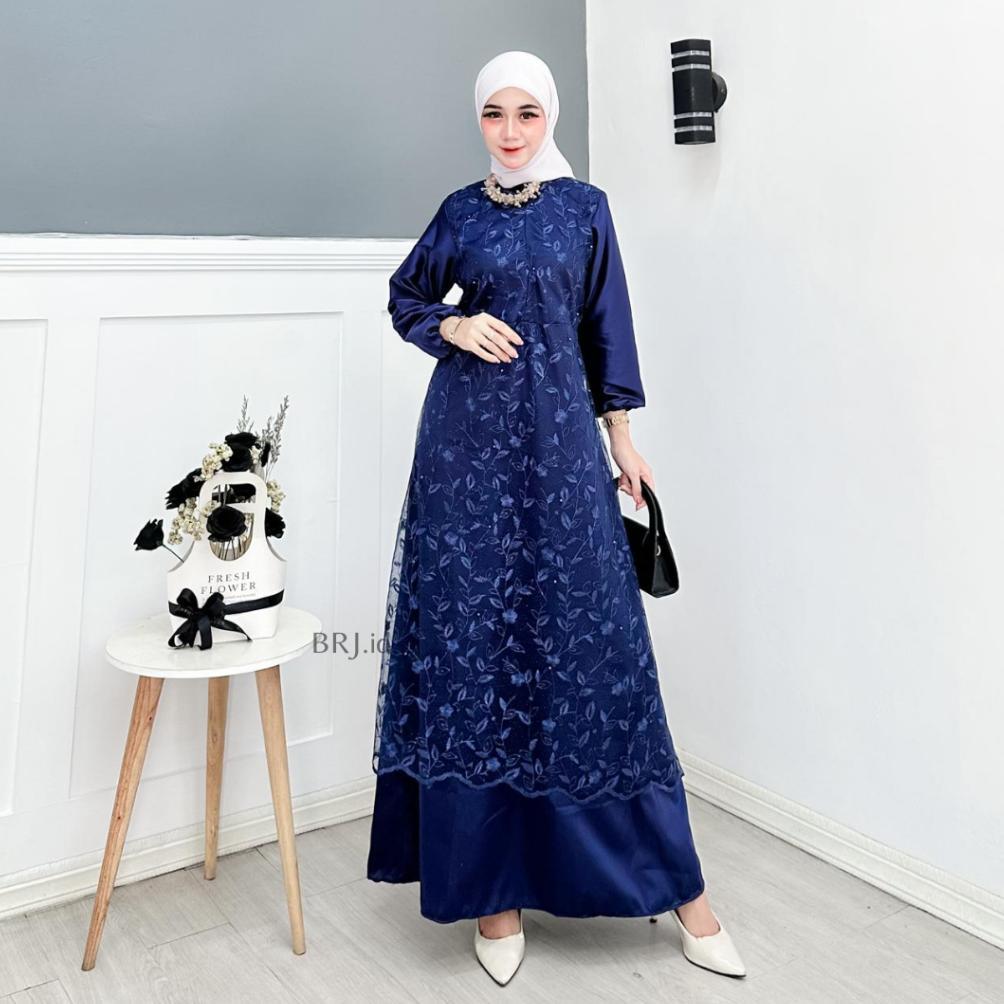 MURAH Gamis Amira Brokat Tile Mutiara Mewah Elegan Gamis Busui Modern Dress Pesta Terbaru