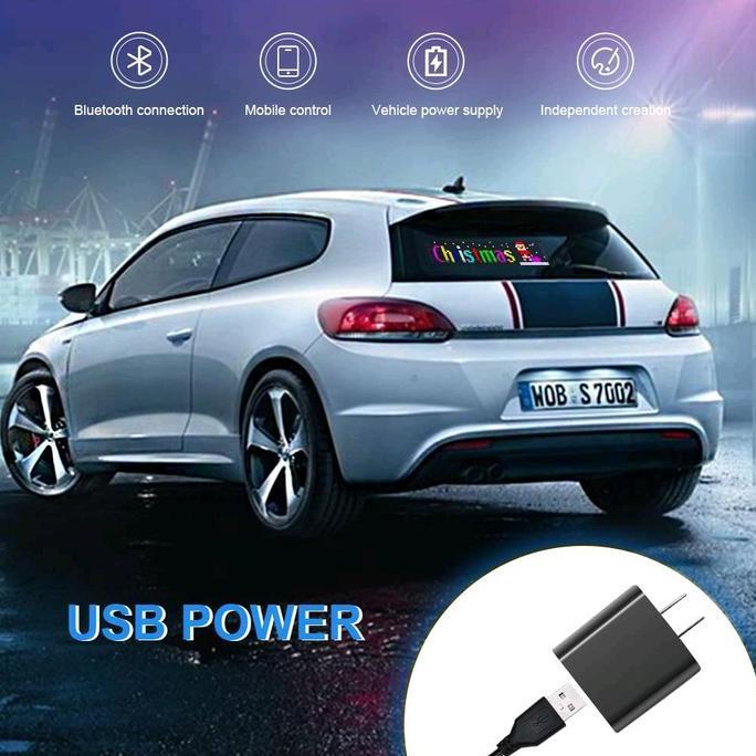 WiTekno LED Text Matrix Panel Bluetooth Colorful Display Kit 5V Papan Lampu Pesan Iklan Mobil Truk B