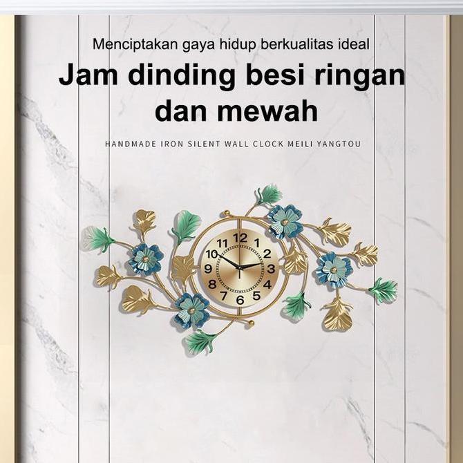 BAIAVY Jam Dinding Motif bunga Mewah Ruang Tamu Ruang Makan Jam Mewah Jam Dinding Jam A Jam Dinding 