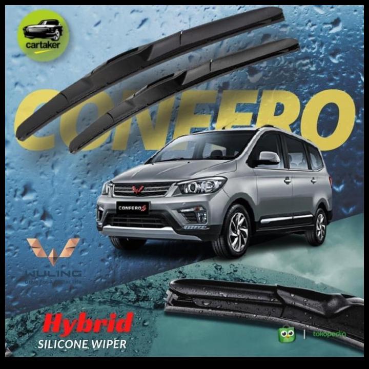 TERLARIS WIPER KACA DEPAN MOBIL WULING CONFERO KARET SILICON HYBRID 22-14 