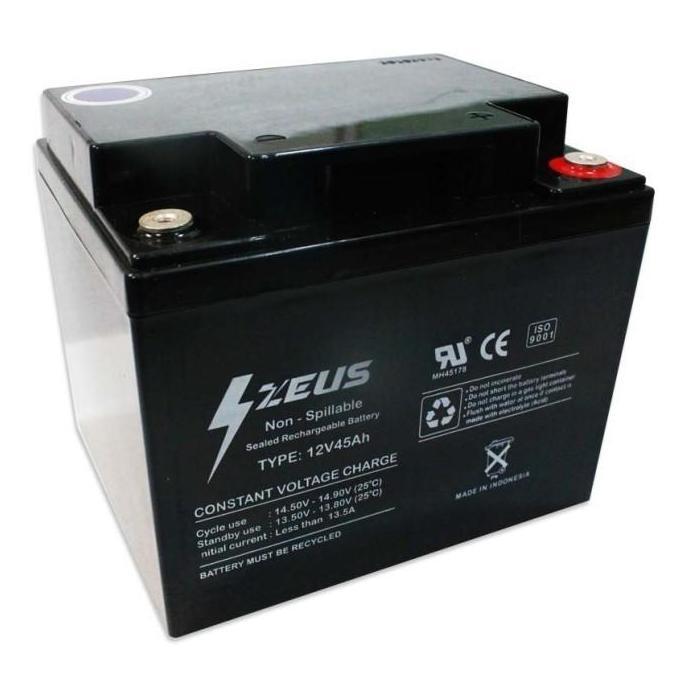 Aki Kering UPS dan Solar Panel VRLA DEEPCYCLE GEL Zeus 12v / 45Ah