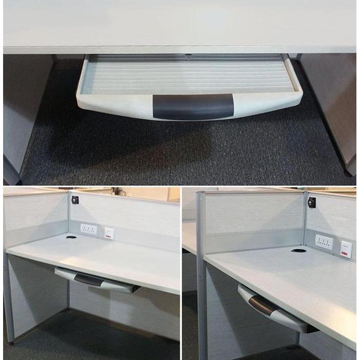 HAZTFRIOR 1 Set Laci Keyboard Komputer Dan Rel 51X25CM Tempat Keyboard Bawah Meja Untuk Meja Kompute