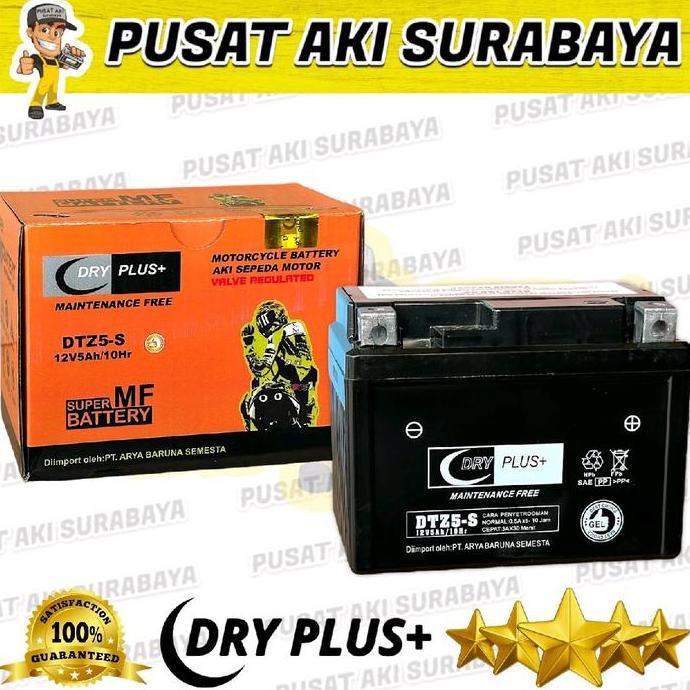 Promo SPAREPART MOTOR AKI KERING DRYPLUS DTZ5S ACCU GEL TANPA PERAWATAN PRODUKSI BARU SUZUKI NEX ARA