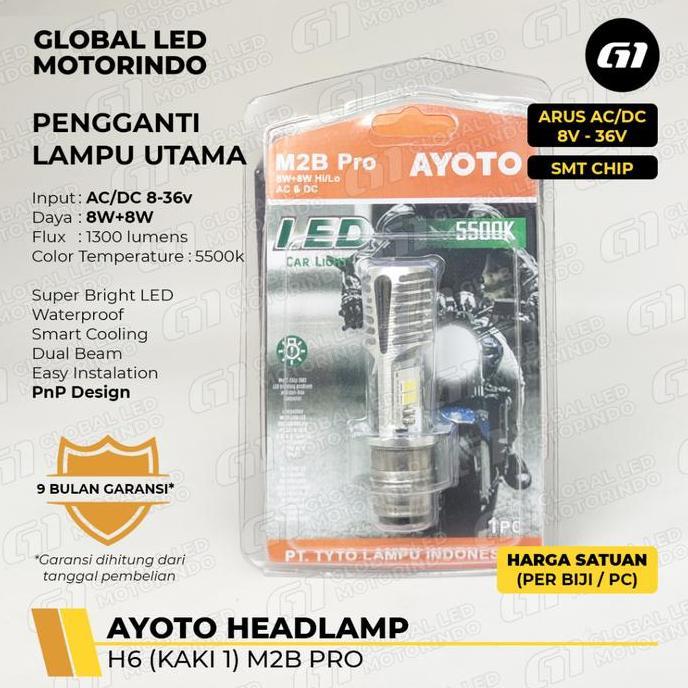 Promo LAMPU DEPAN (HEADLAMP) AYOTO H6 LED M2B PRO UNTUK MACTIC / BEBEK Diskon
