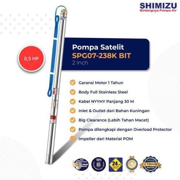Shimizu SPG07 238 K Pompa Submersible 2 inch 0.5 1/2 HP PK Sibel Satelit Kabel + Control Box terlari