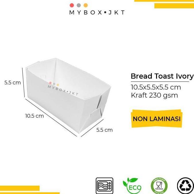 Box Kotak Roti Bread Toast Paper Tray Ivory Putih 10,5x5,5x5,5