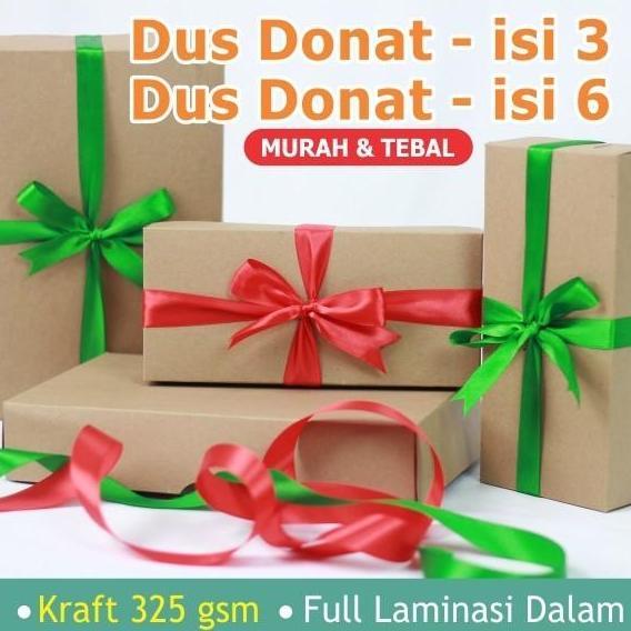 Dus Coklat Donat Isi 3 / Box Donat / Dus Brownies M /Dus Roti/22x10x5
