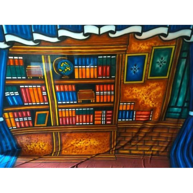 Background Foto wisuda / rak buku ukuran 2,5x3M Backdrop Wisuda