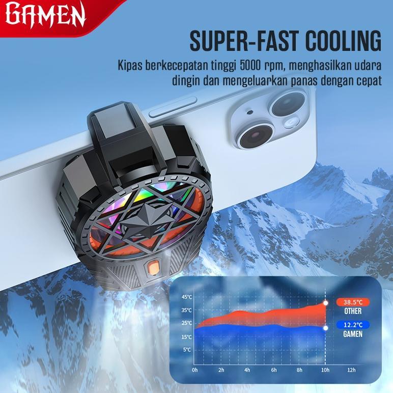 DISKON GAMEN GMR02S FAN COOLER HP WIRELESS HEATSINK TANPA KABEL, RECHARGEABLE, RGB COOLING FAN, PEND