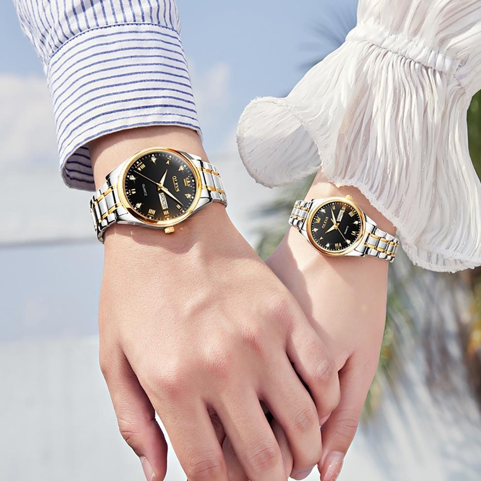 DISKON OLEVS JAM TANGAN COUPLE PASANGAN ORIGINAL ANTI AIR ANALOG WATCH COD