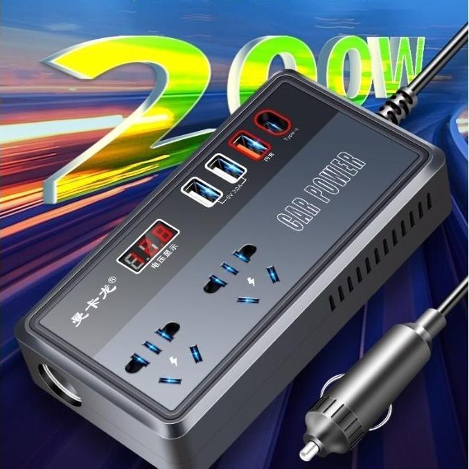 CUCI GUDANG - 12/24V 200W Inverter Mobil, Inverter LED Mobil, Inverter Sumber Daya Mobil