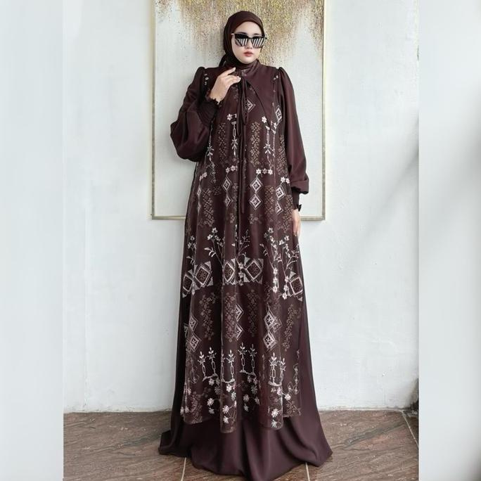 New Gamis Aronna Set Bahan Seruty Armany Babydoll Grand A Mix Tulle Garden  By Fajar Collection  Mus