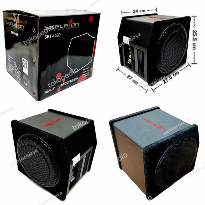 CUCI GUDANG - Subwoofer Basstube Kotak Aktif Dual 8 Inch SKELETON SUB-L08D