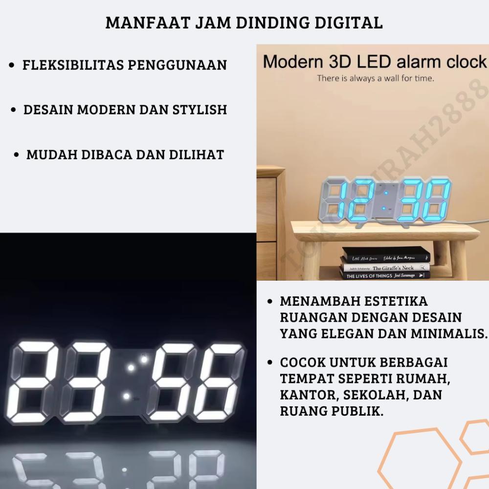By05 Jam Dinding Digital Led/Jam Meja-Alarm-Suhu/Jam 3D Besar Modern - Racun Shopee