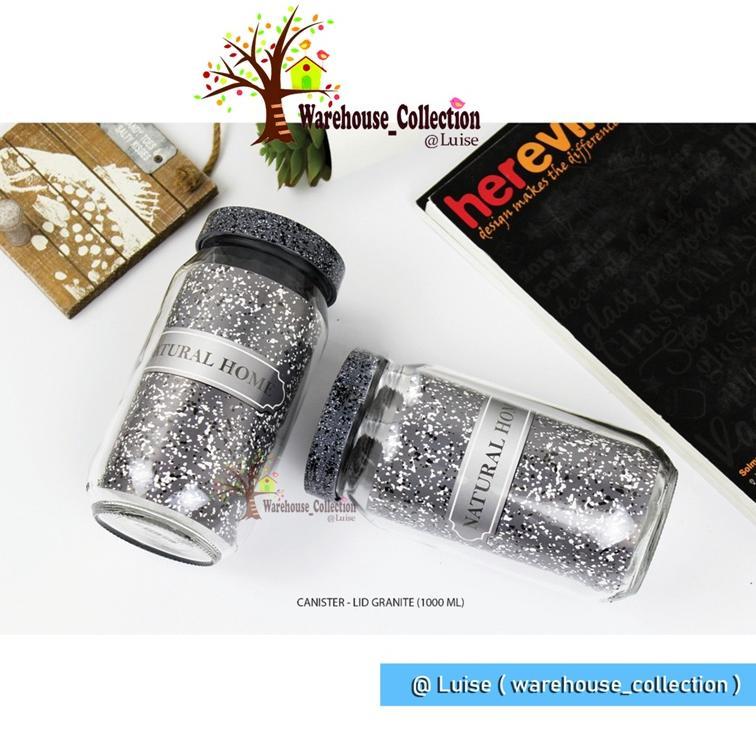 Toples Jar Kaca // Glass Jar 1000 Ml / 660Ml / 425Ml  Tutup Plastik Lid Granite // Jar Bumbu // Topl