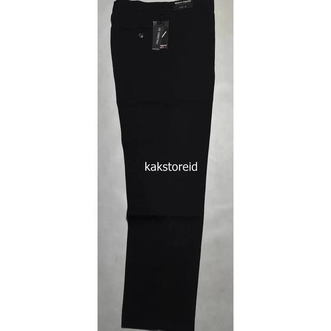 Gianni Visentin Celana Gianni Visentin Celana Kerja Hitam Pria Salur Tailored Fit Var8090