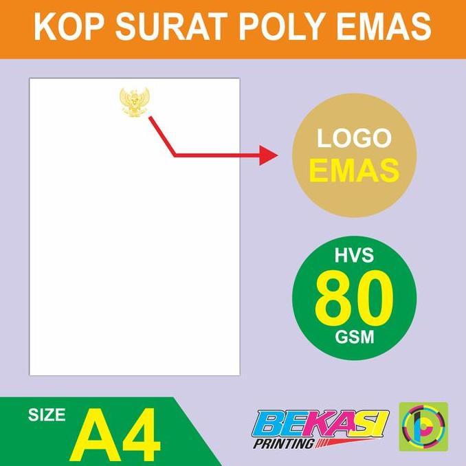 80 GSM Letterhead Foil Cetak Kop Surat HVS Logo Poly Emas