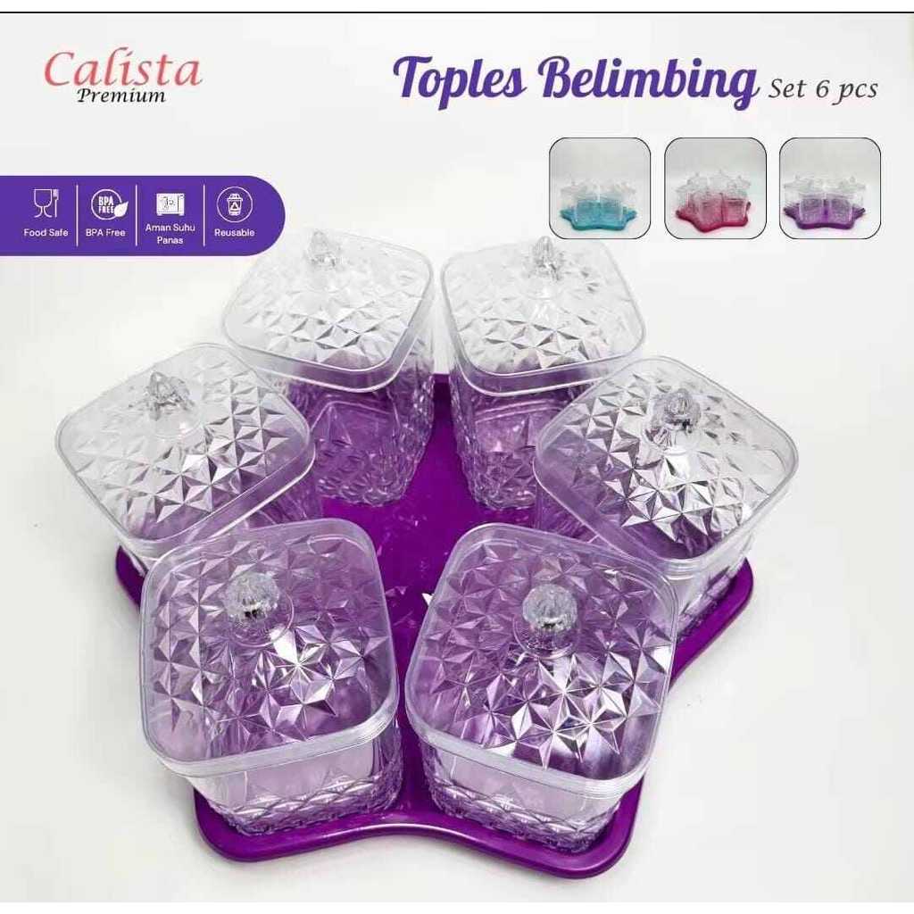 Toples Calista Blimbing Set Off 5Pcs / Toples Kristal Kue Kacang Set Rak 