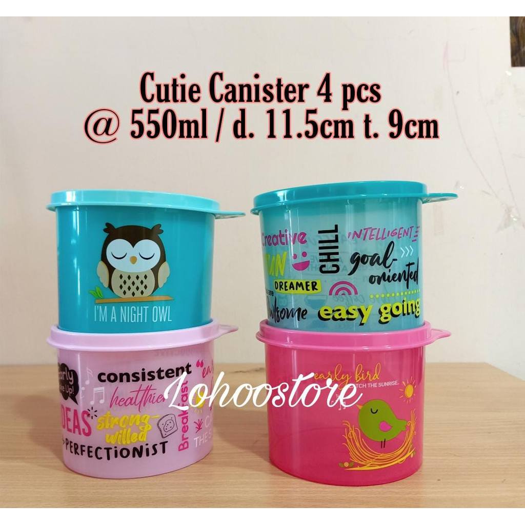 Tupperware Cutie Canister 550Ml 4 Pcs, Toples Cemilan
